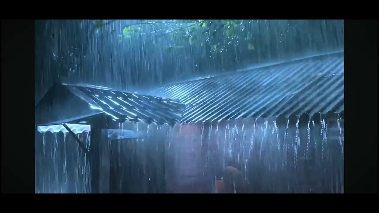 Sonido de la lluvia sobre techo de chapa y tejas .