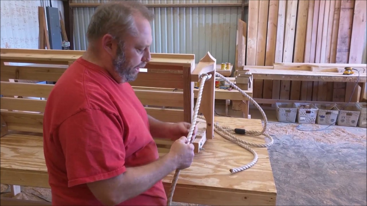 Tying the rope for your porch swing.