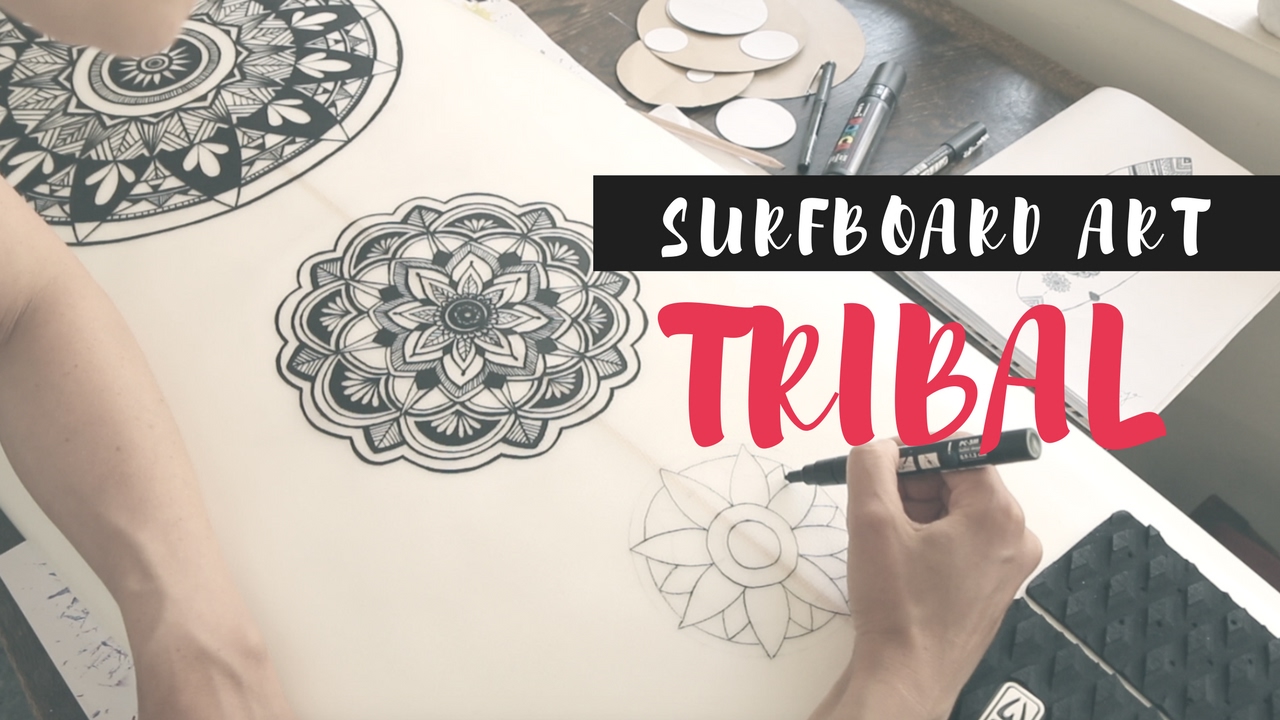 Surfboard Artist Creates Tribal Design