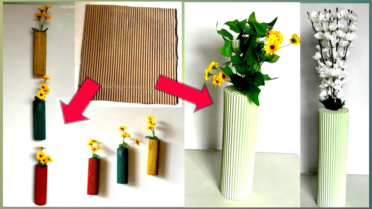 Two DIY Flower Vase Budget-friendly Ideas Using Waste Cardboard | Best out of Waste Ideas |