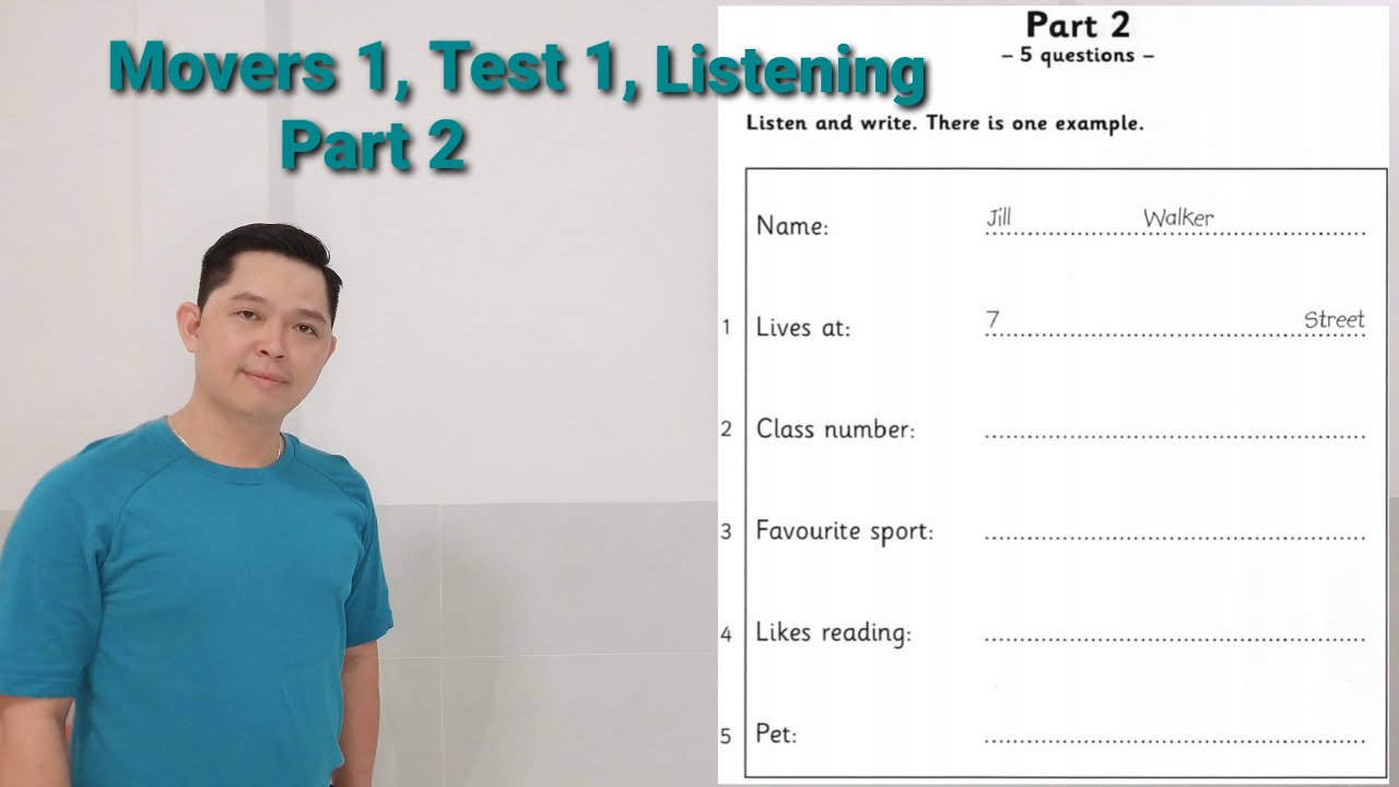 Movers 1, Test 1, Listening Part 2