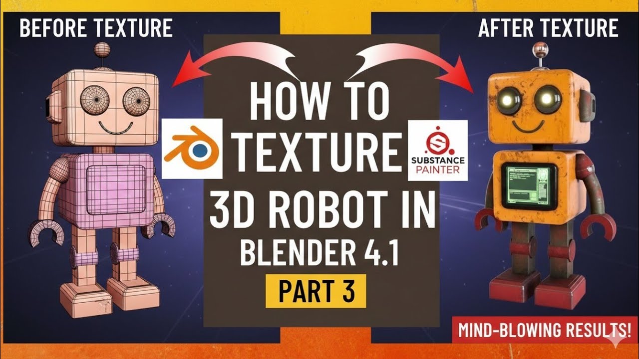 Blender 3D Robot Tutorial for Beginners | Texturing in Substance Painter