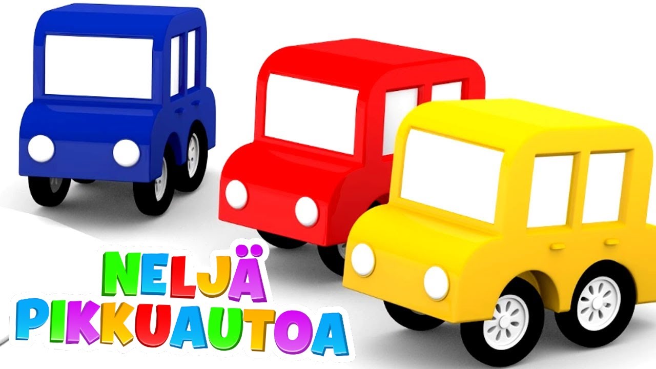 Piirrettyjä lapsille. Opi värejä Neljän pikkuauton seurassa. Leluautot & lasten rekat.