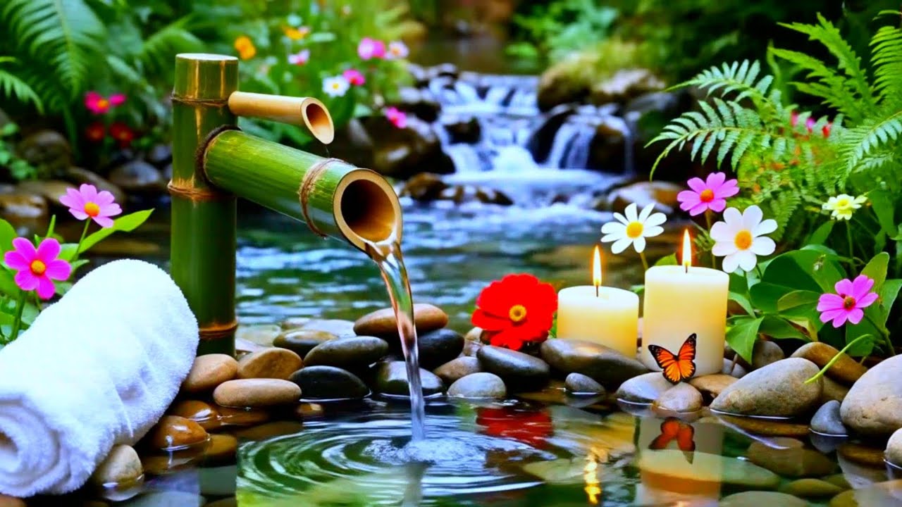 Relaxing Music with Bamboo Water Fountain 🌿 Deep Sleep Music for Stress Relief & Meditation