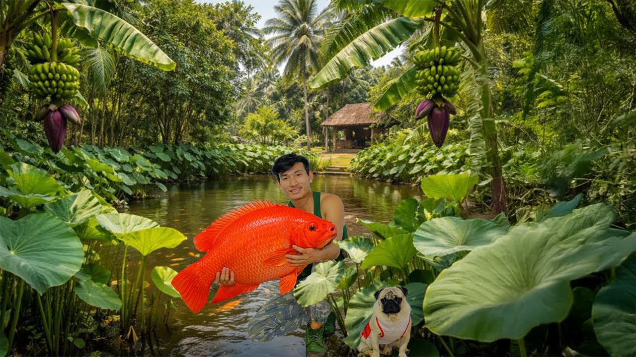 Chairman Trieu Harvest Fish, Banana Blossoms, Taro Stems – Make Fermented Rice – Cook With Them