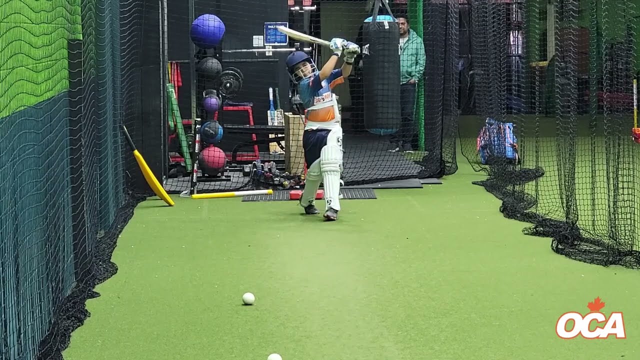 9 year old cricketer in a batting session!