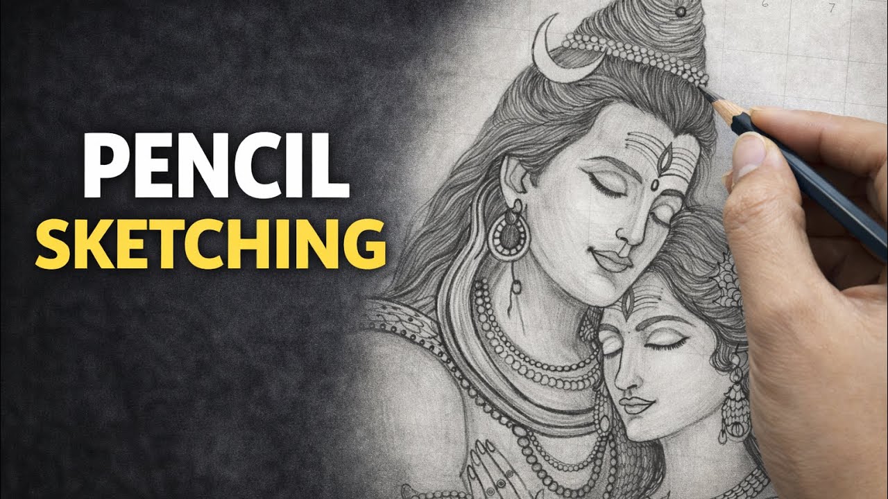 Shiv Parvati drawing✍️..How to draw a beautiful and realistic Shiv Parvati..Shiv Parvati sketch