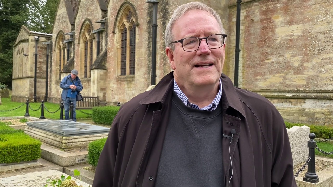 Bishop Barron at the Grave of Winston Churchill