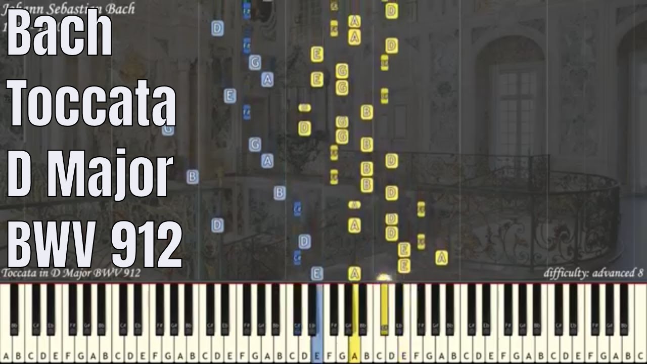 JS Bach - Toccata in D Major BWV 912 | Synthesia Piano Tutorial | Library of Music