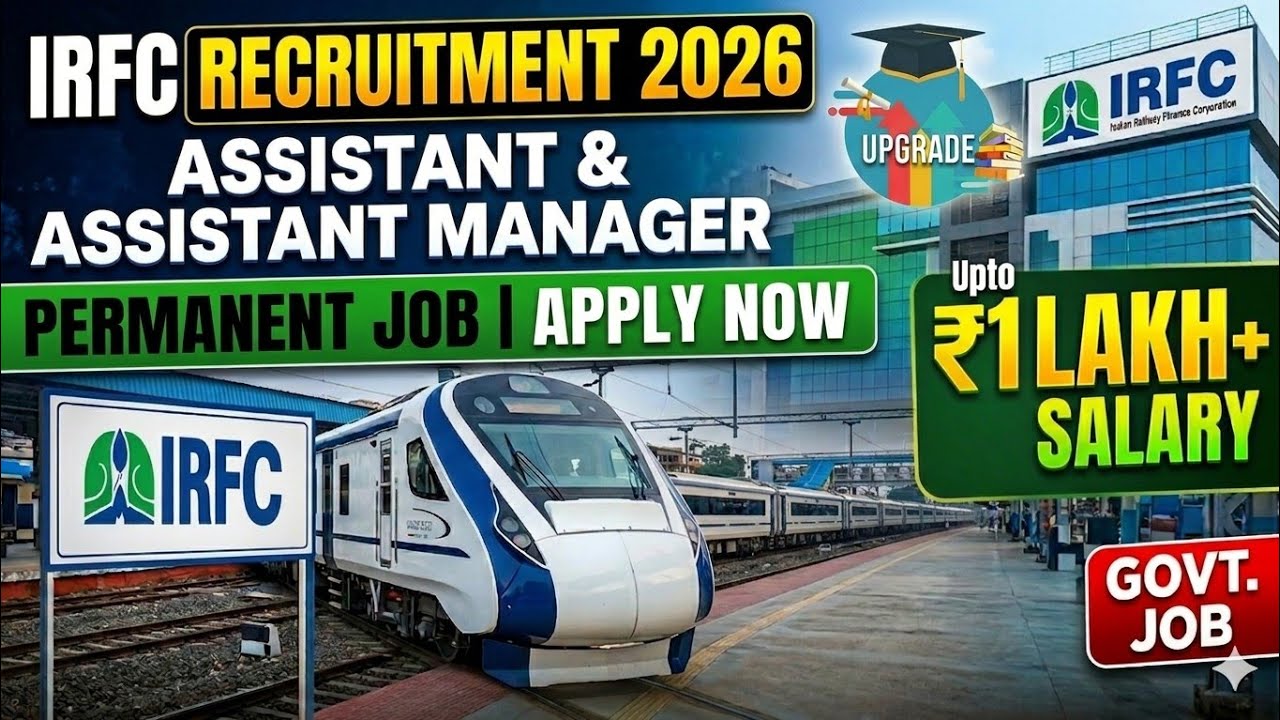 IRFC Recruitment 2026 |Assistant&Assistant Manager(Finance) Vacancy in Indian Railway| Permanent Job