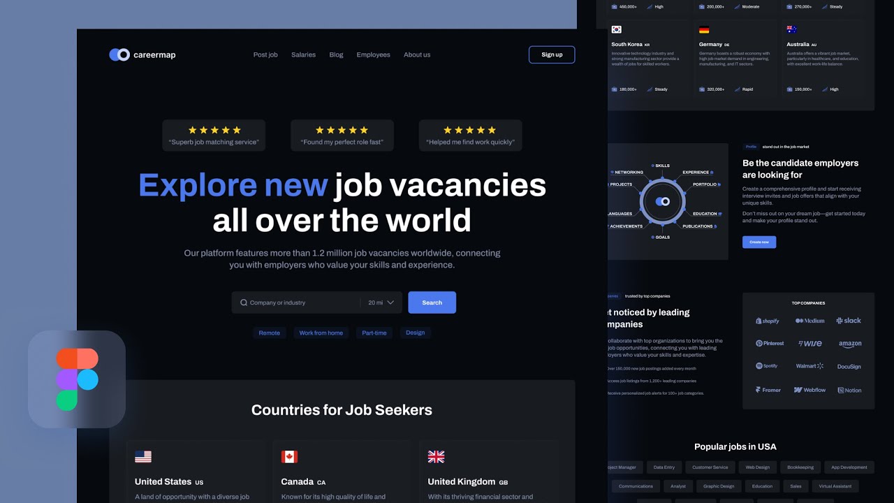 Job Finder Website Design With Scroll Animation in Figma - Prototyping Tutorial