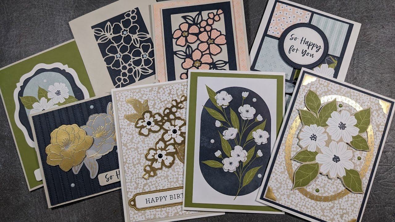 January Card Class in a Box, delivered to your door, makes 8 cards - just add sentiments and glue!