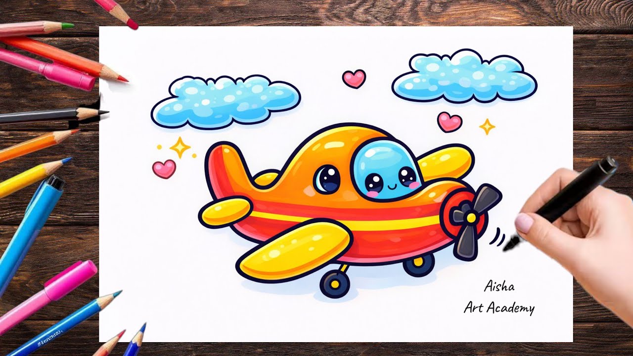 Easy Aeroplane Drawing for Kids | Cute Airplane Drawing