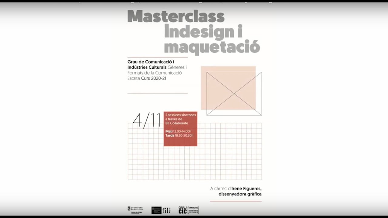 Masterclass sobre maquetació i InDesign, a càrrec d'Irene Figueres, dissenyadora gràfica