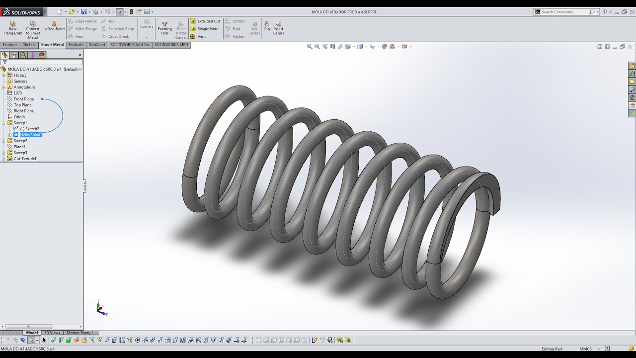 Fazendo uma Mola completa no SolidWorks Facil e Rapido