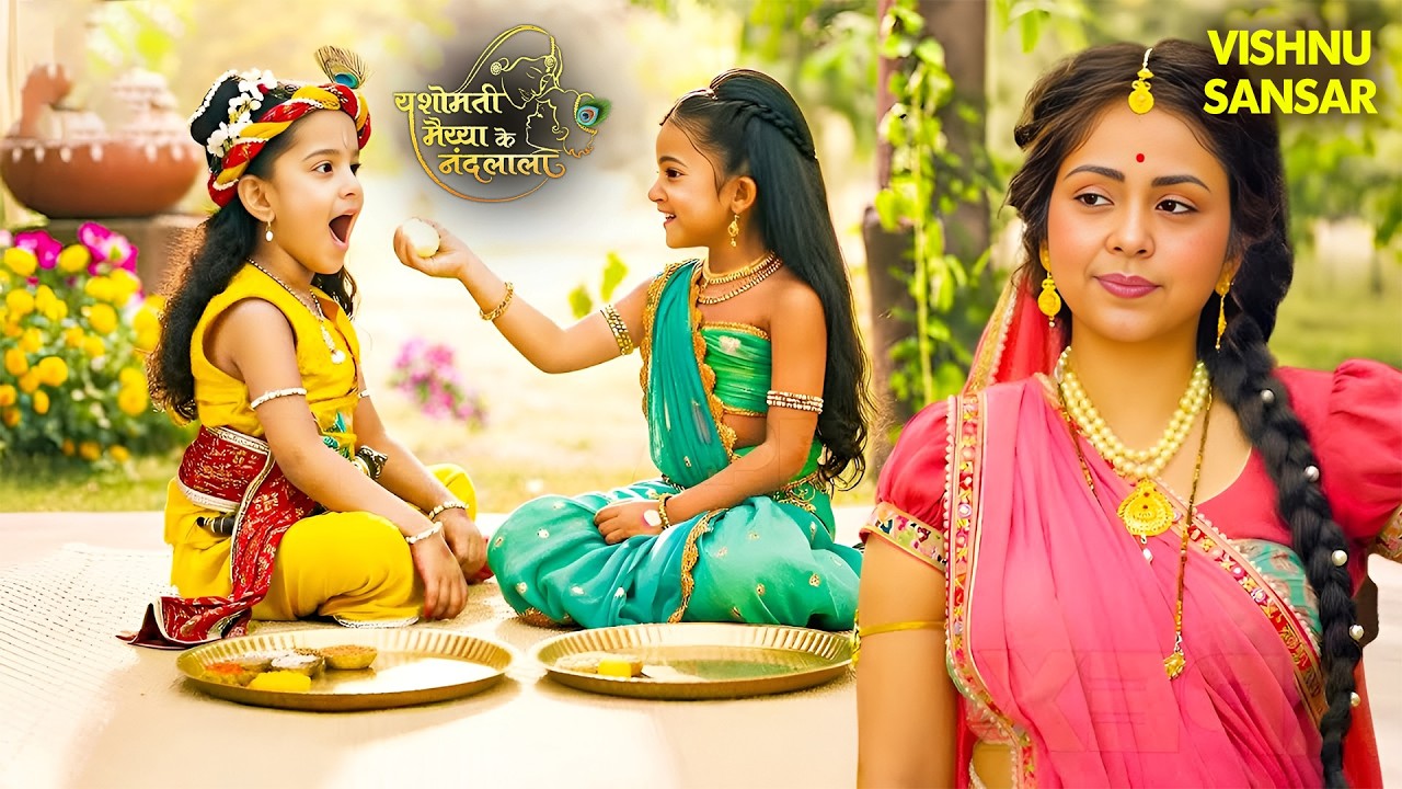 क्यों मैया से छुप कर राधा रानी ने खिलाया कान्हा को लड्डू | Yashomati Maiya | #littlekrishna