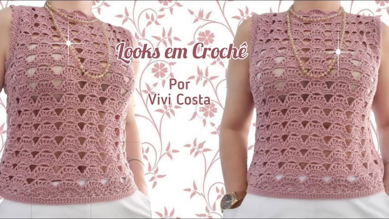 Blusa Rosé - Crochê - Parte 1. P ao G.