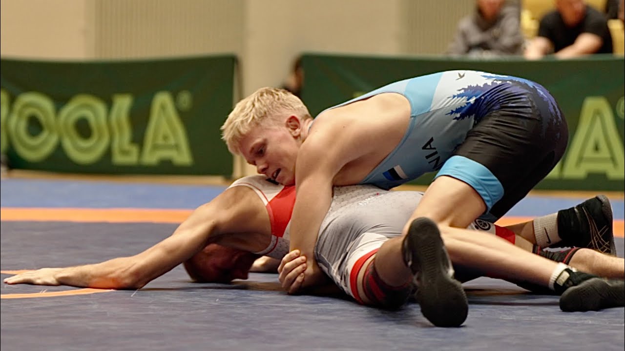 Helar Okas (EST) vs Kaspar K&ouml;rt (EST) 61kg. Freestyle men wrestling tournament.