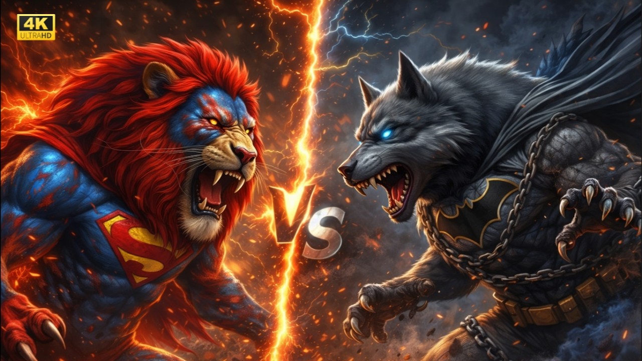 Superman Lion King vs Batman Wolf | Most Brutal Beast Battle Ever! ⚔️🦁🐺