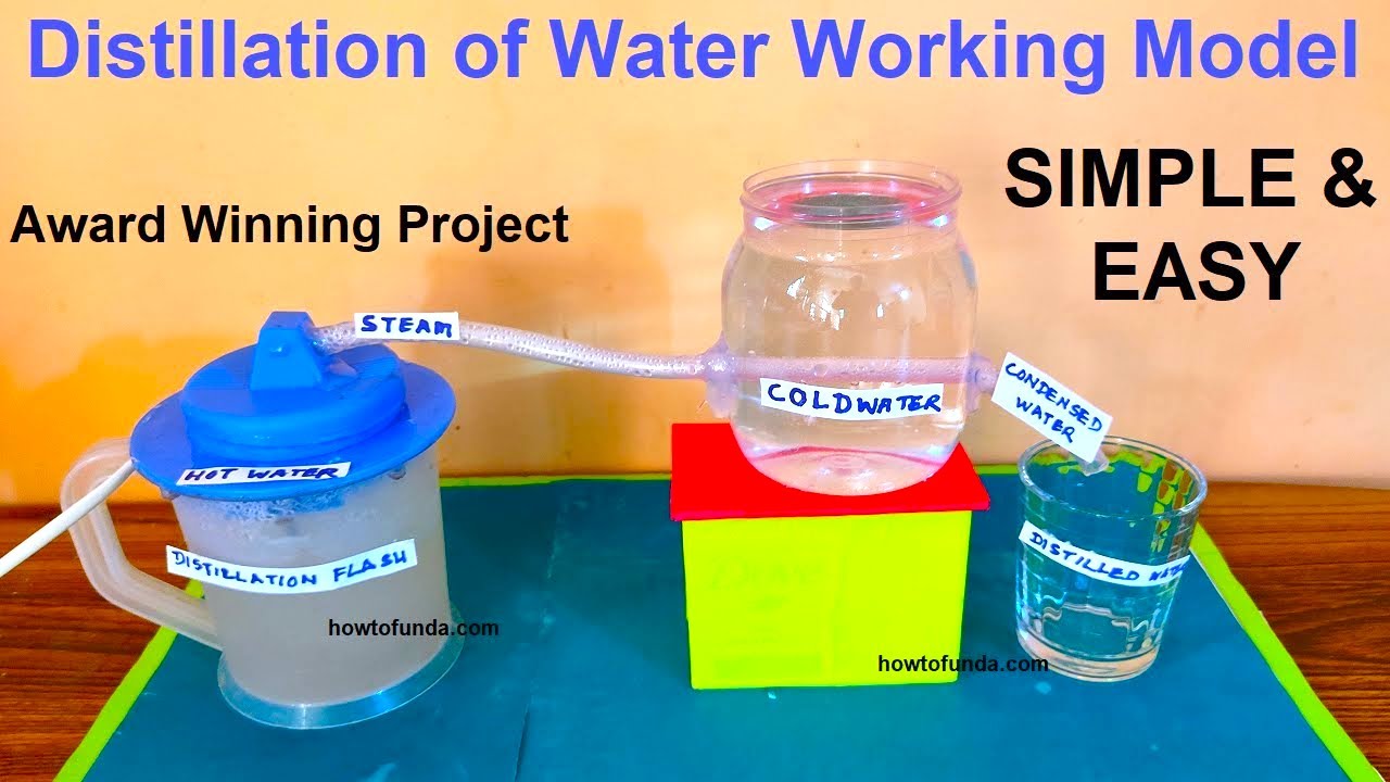 distillation of water working model science project for exhibition  | chemistry - diy | howtofunda