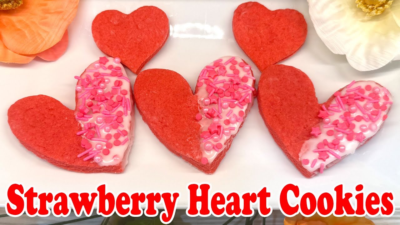 Strawberry Heart Cookies Easy Recipe | Homemade