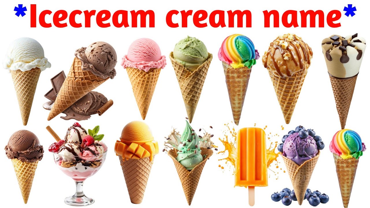आइसक्रीम के नाम | Learn 15 Ice Cream Names in English with Pictures and Sounds for Kids | Education