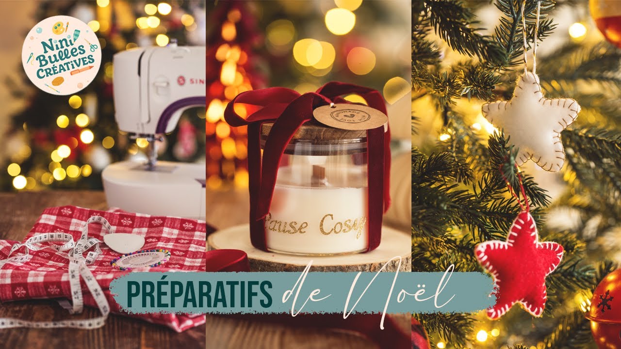 Préparatifs de Noël : couture, cadeau et étoile en feutrine