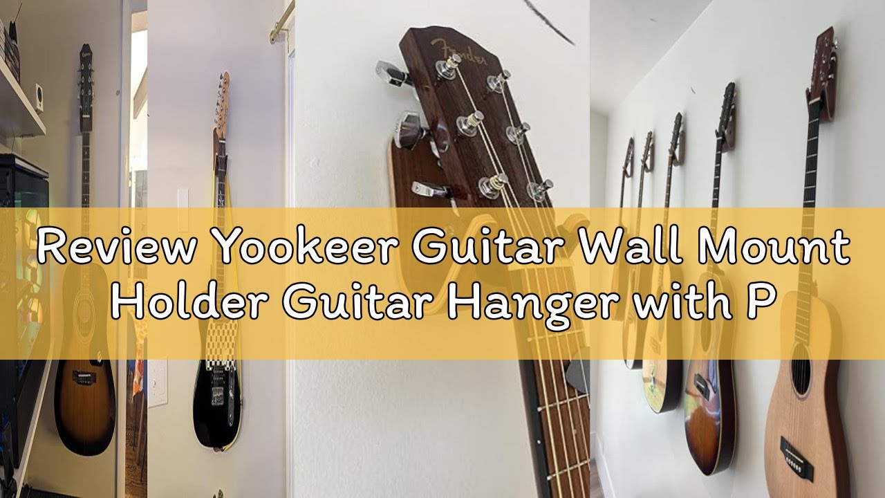 Review Yookeer Guitar Wall Mount Holder Guitar Hanger with Pick Slot Skateboard Rack Modern Design G