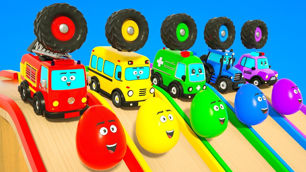 Baby Shark + Wheels on the Bus 🚗 Learn Colors with Cars & Surprise Eggs | DuZoo Nursery Rhymes