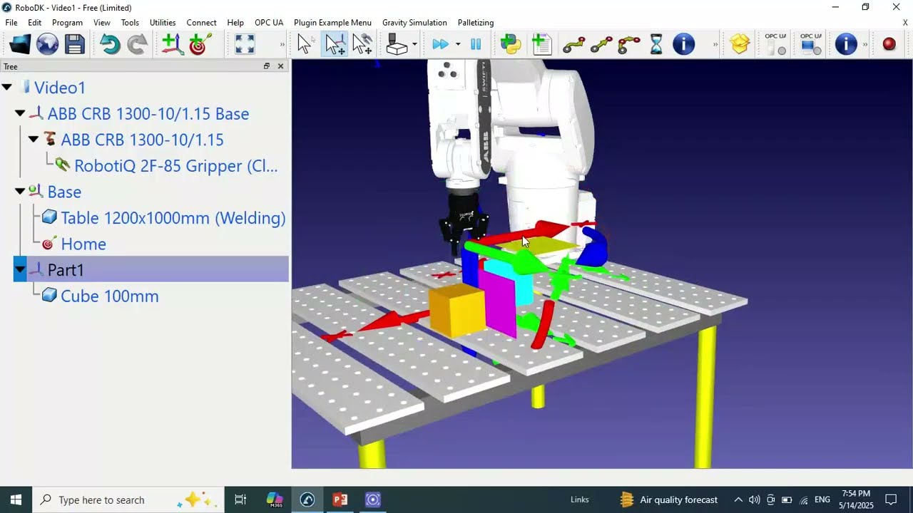 RoboDK Session 4: Pick a cube,  Industrial robot arm programming  پروگرام کردن ربات صنعتی