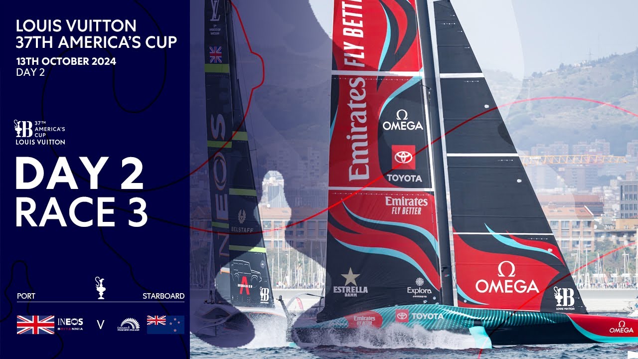 Louis Vuitton 37th America's Cup Race 3 | INEOS Britannia vs Emirates Team New Zealand | Full Replay