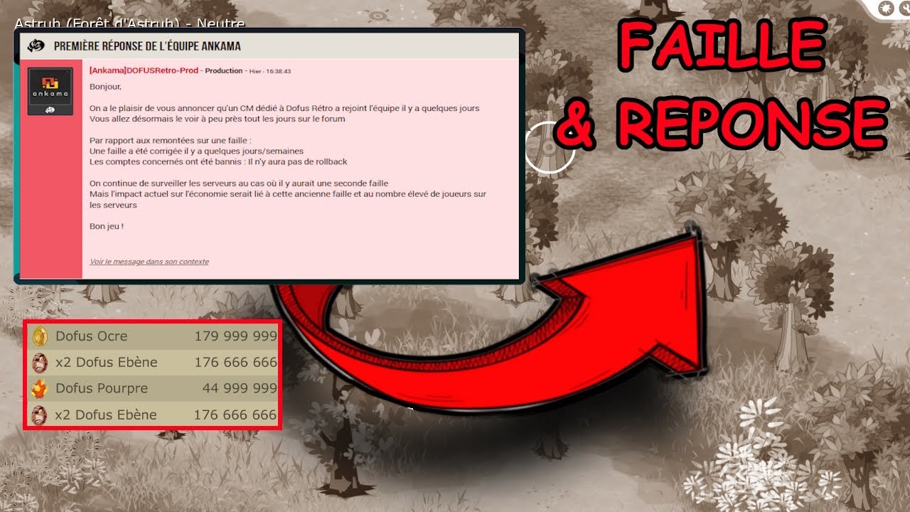 RETOUR SUR LA FAILLE ET REPONSE D'ANKAMA - DOFUS RETRO