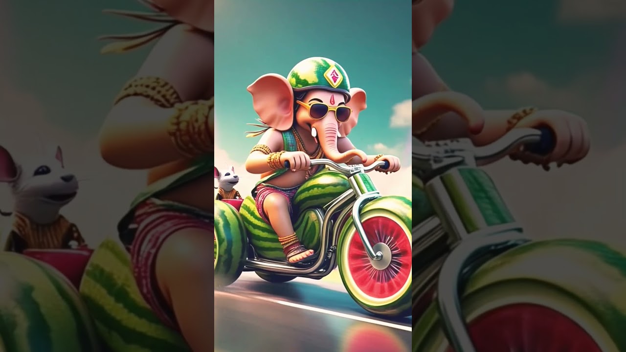 Lord Ganesha&rsquo;s Watermelon Bike Adventure with Mooshak|Kids Animation.#bike  #adventure #kids #ganesh