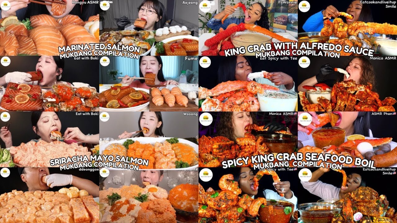 ASMR | 1 HOUR BEST SALMON VS KING CRAB SEAFOOD BOIL MUKBANG COMPILATION |
