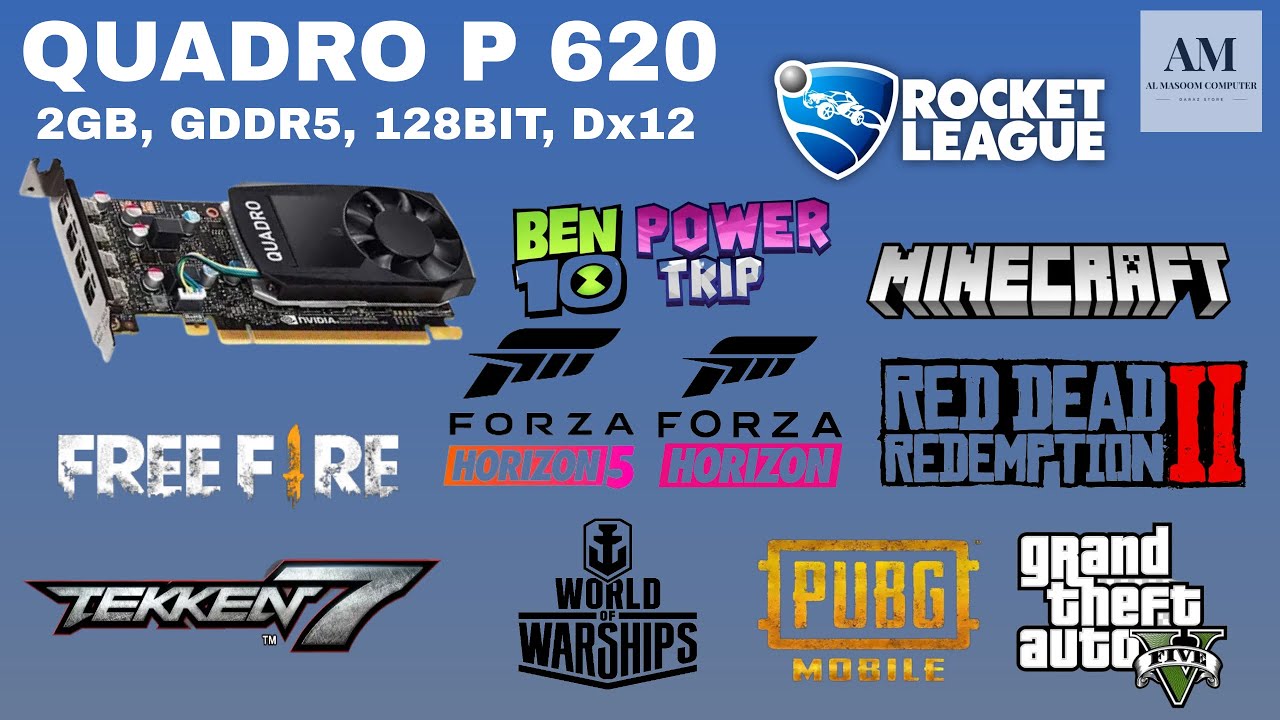 QUADRO P 620 [2GB, GDDR5, 128BIT, Dx12 ] GAMEPLAY2023, BENCHMARK, GTA5, PUBG, RDR2, FORZAHORIZON,...