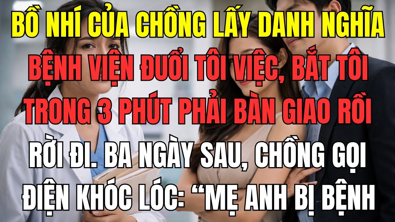 Bồ nhí của chồng lấy danh nghĩa bệnh viện đuổi tôi việc, bắt tôi trong 3 phút phải bàn giao rồi rời
