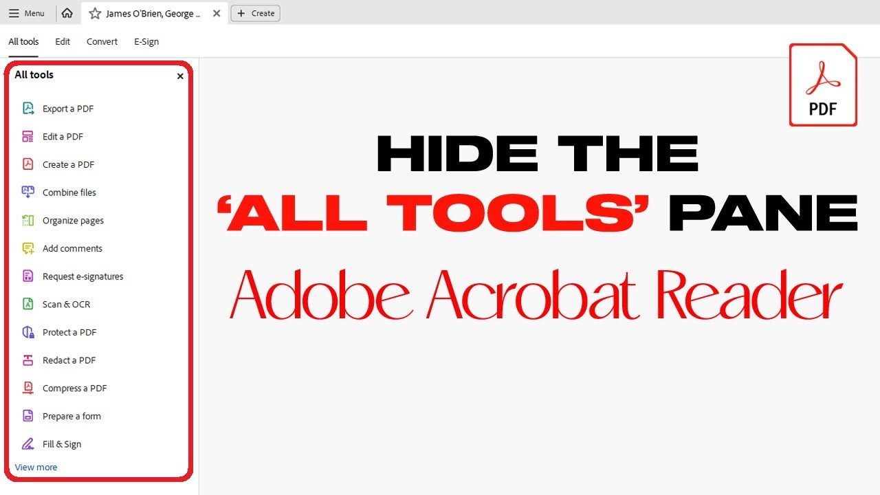 How To Hide Adobe Acrobat Reader Tools Panel