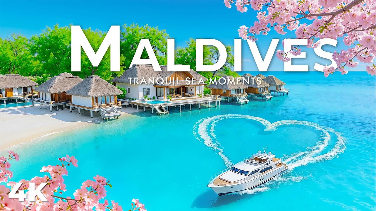 [4K] Maldives Turquoise Atolls & Crystal Clear Waters with Deep House Chill Music