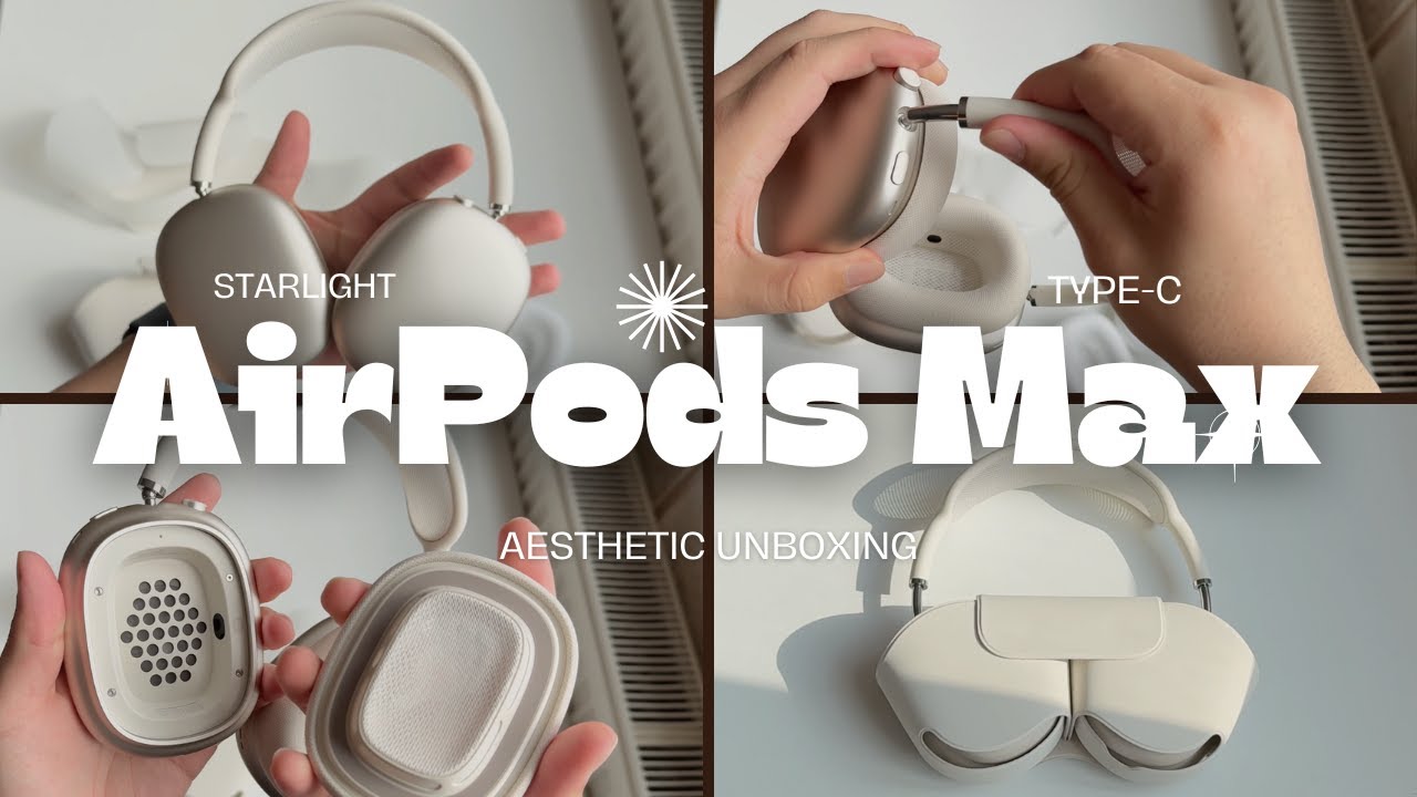AirPods Max Starlight Type-c Aesthetic | Asmr Unboxing! Sound Quality, and Review.