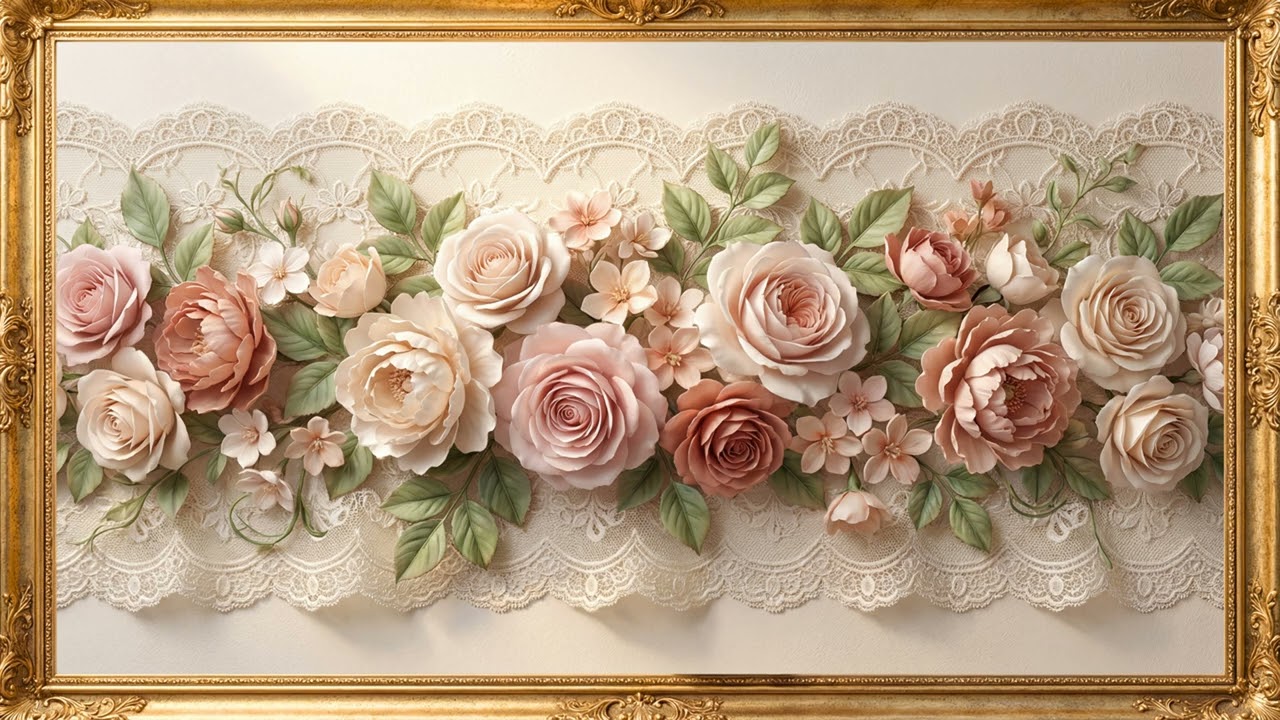 Elegant 3D Floral Wall Art 🌸  Luxury Vintage Roses  Ultra Realistic Octane Render 1