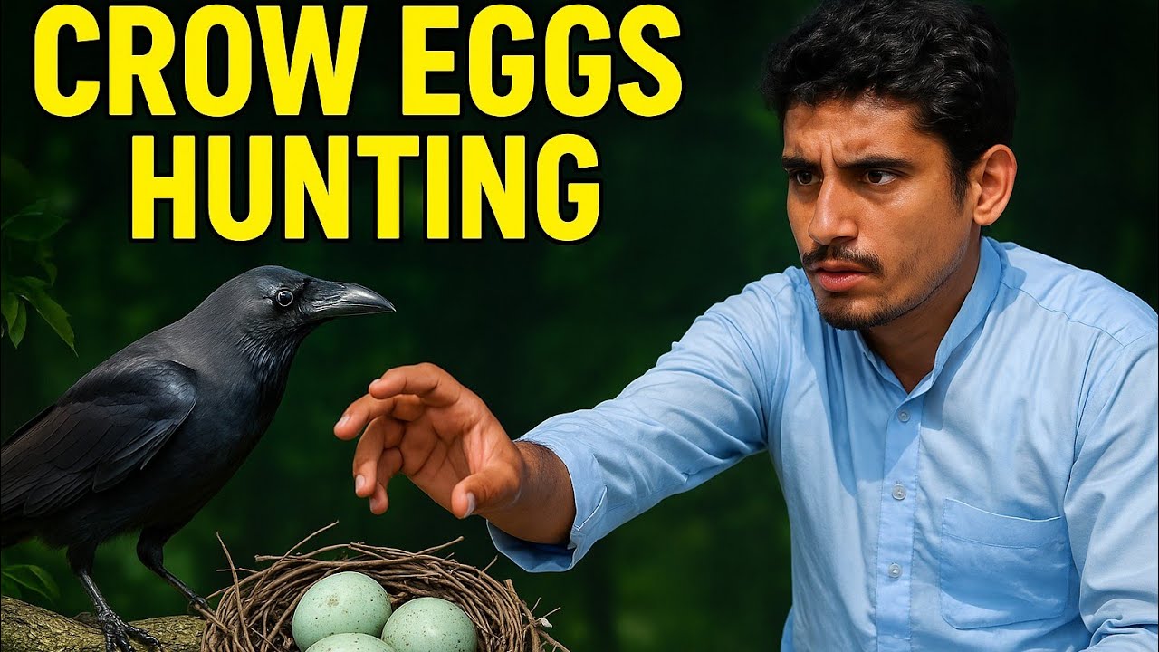 Wild Black Crow Nest Eggs Hunting 🪺🐦‍⬛ ||  Farming And Crow 