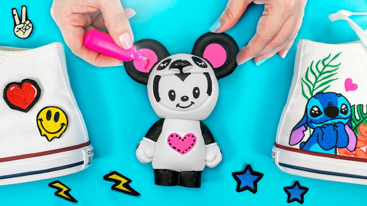 🥰 COMO DESENHAR em TECLAS, CUSTOMIZAR ALLSTAR e PINTAR TOY ART 🤩 Stitch, Elsa, Anna e Mickey