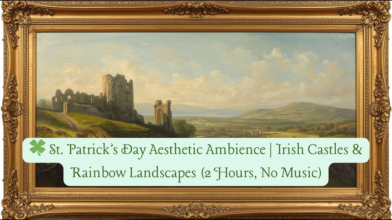 🍀 St. Patrick’s Day Ambience 🍀 Irish Castles, Rainbows & Clover Fields | 2 Hour Relaxing TV Art
