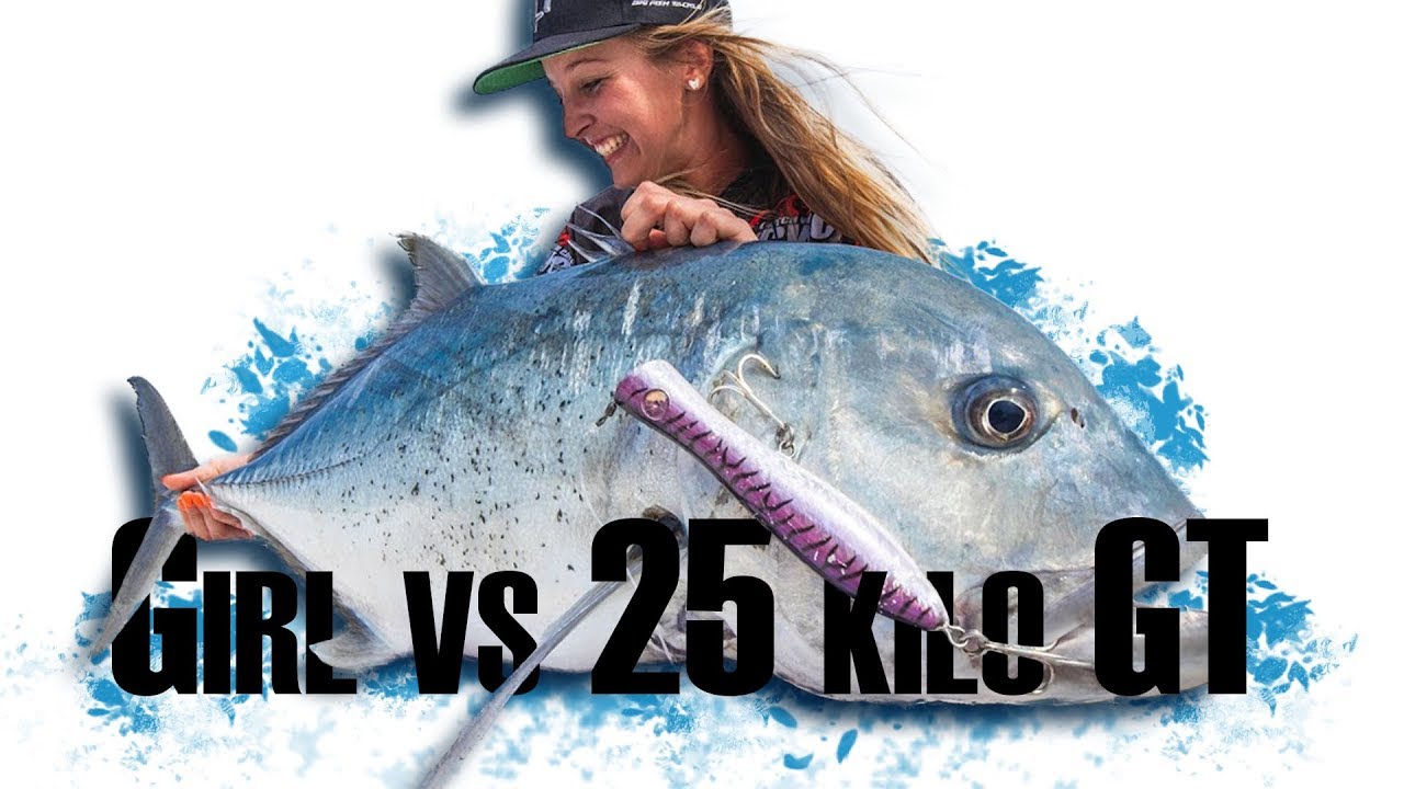 Girls Vs. 25 kilo Giant Trevally at the Maldives