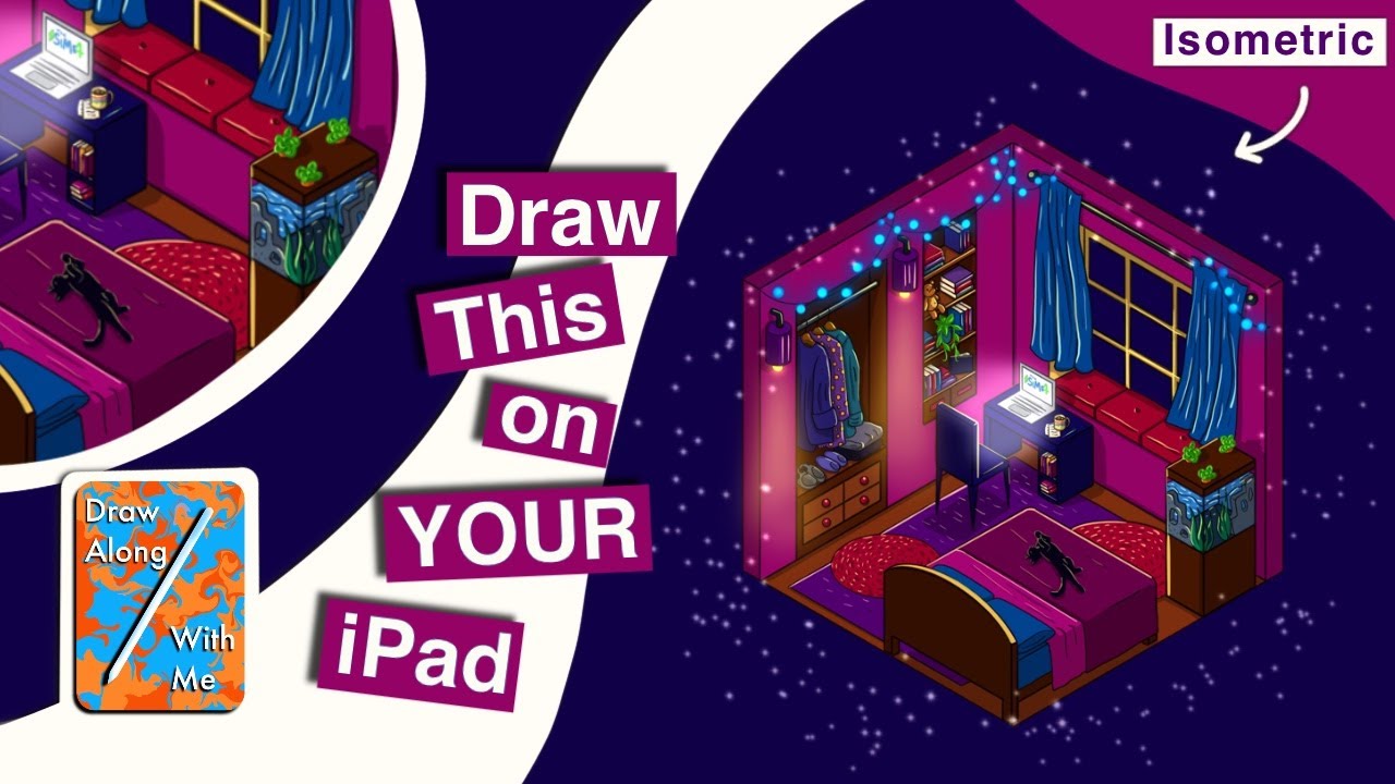 Learn to Draw an ISOMETRIC Dream Room in the Procreate app for iPad