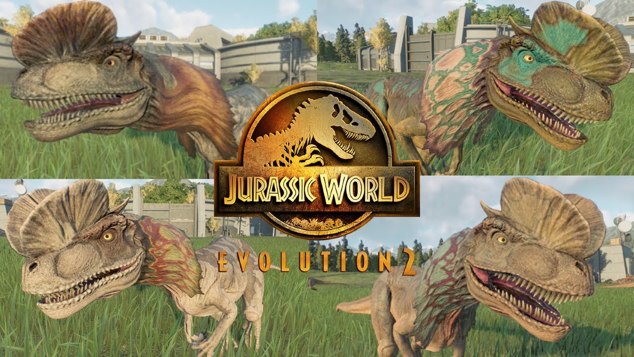 All 13 Dilophosaurus Skins (dominion Skin) - Jurassic world evolution 2