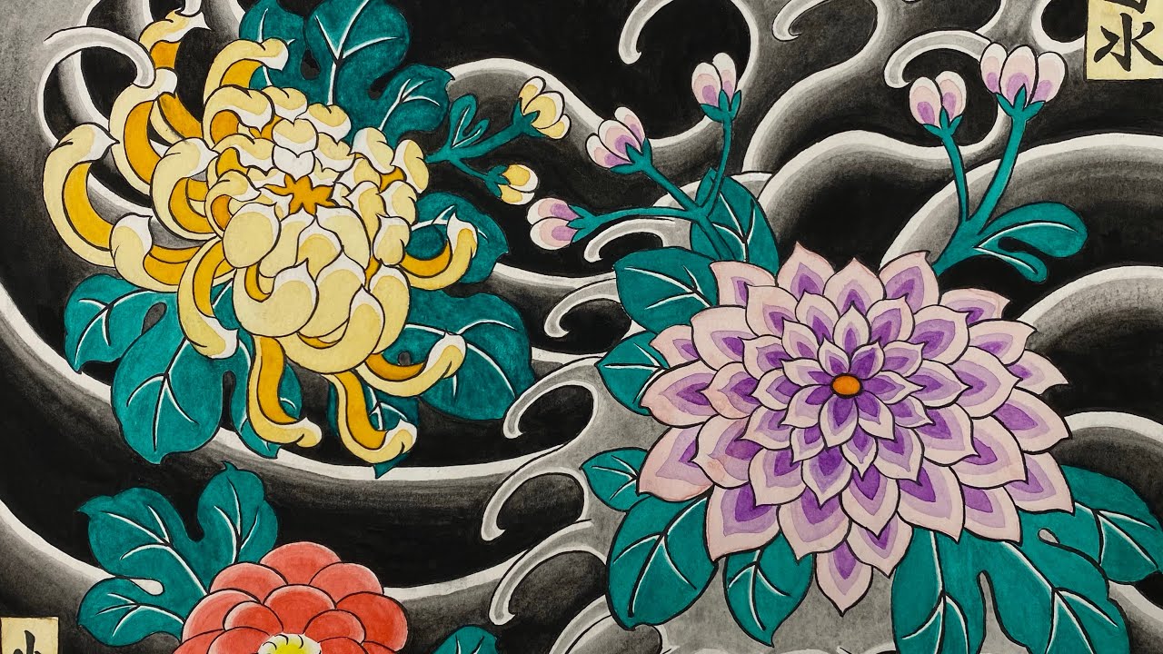 How To Draw a Japanese Tattoo | How To Draw Traditional Tattoos | Time-Lapse | Zhi Tattoo #tattoo 