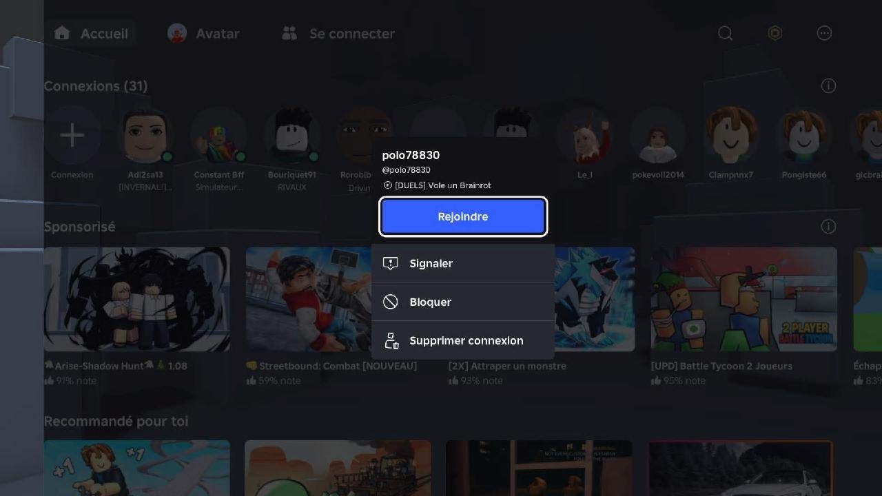 Recherche joueur