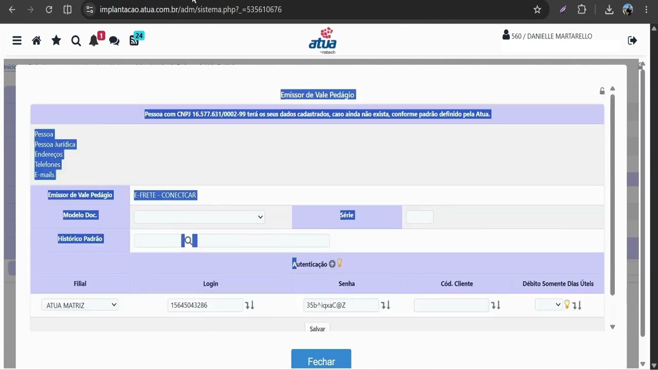 Configurar VPO eFrete