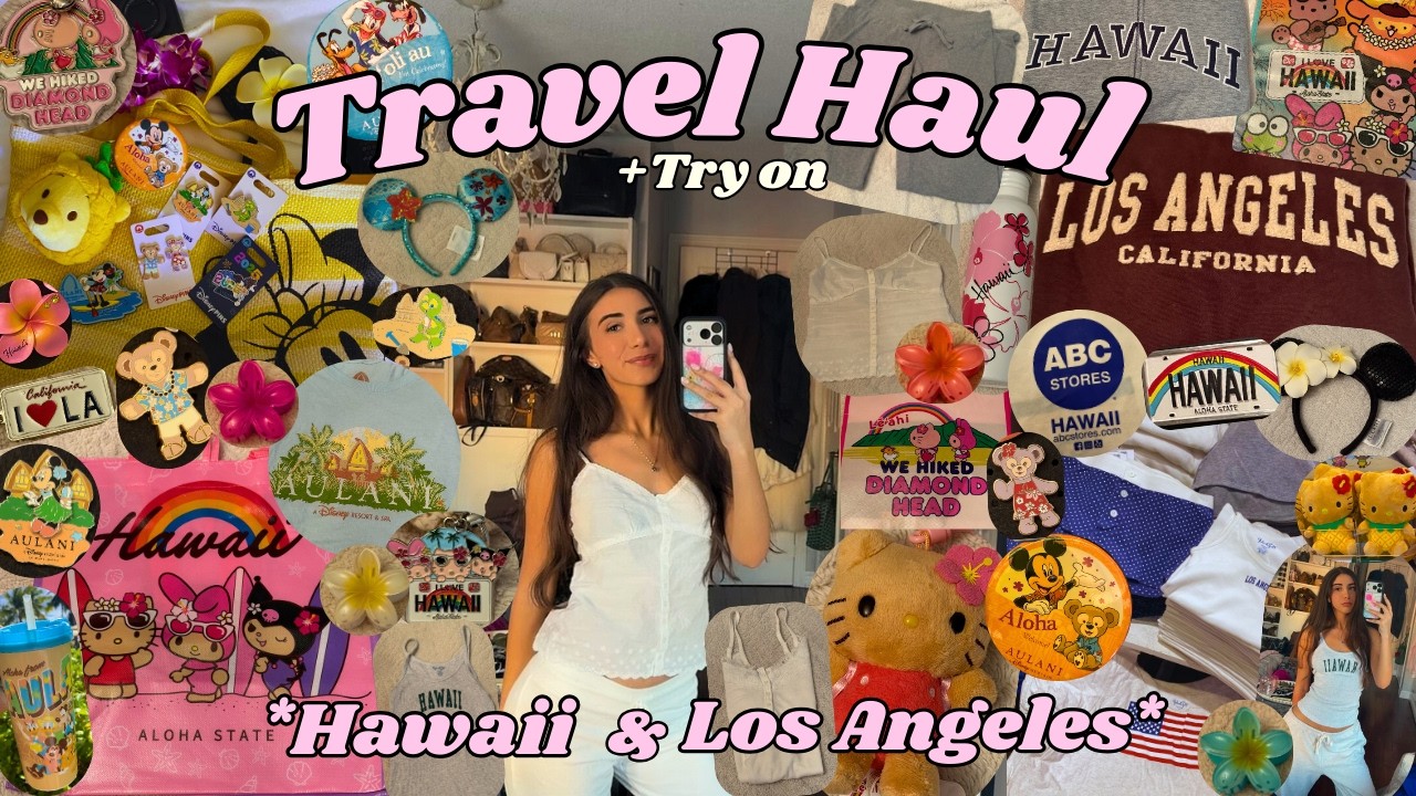 TRAVEL HAUL + TRY ON *Hawaii & Los Angeles edition* | Brandy Melville, Disney Aulani, Hello Kitty🛍️𐙚